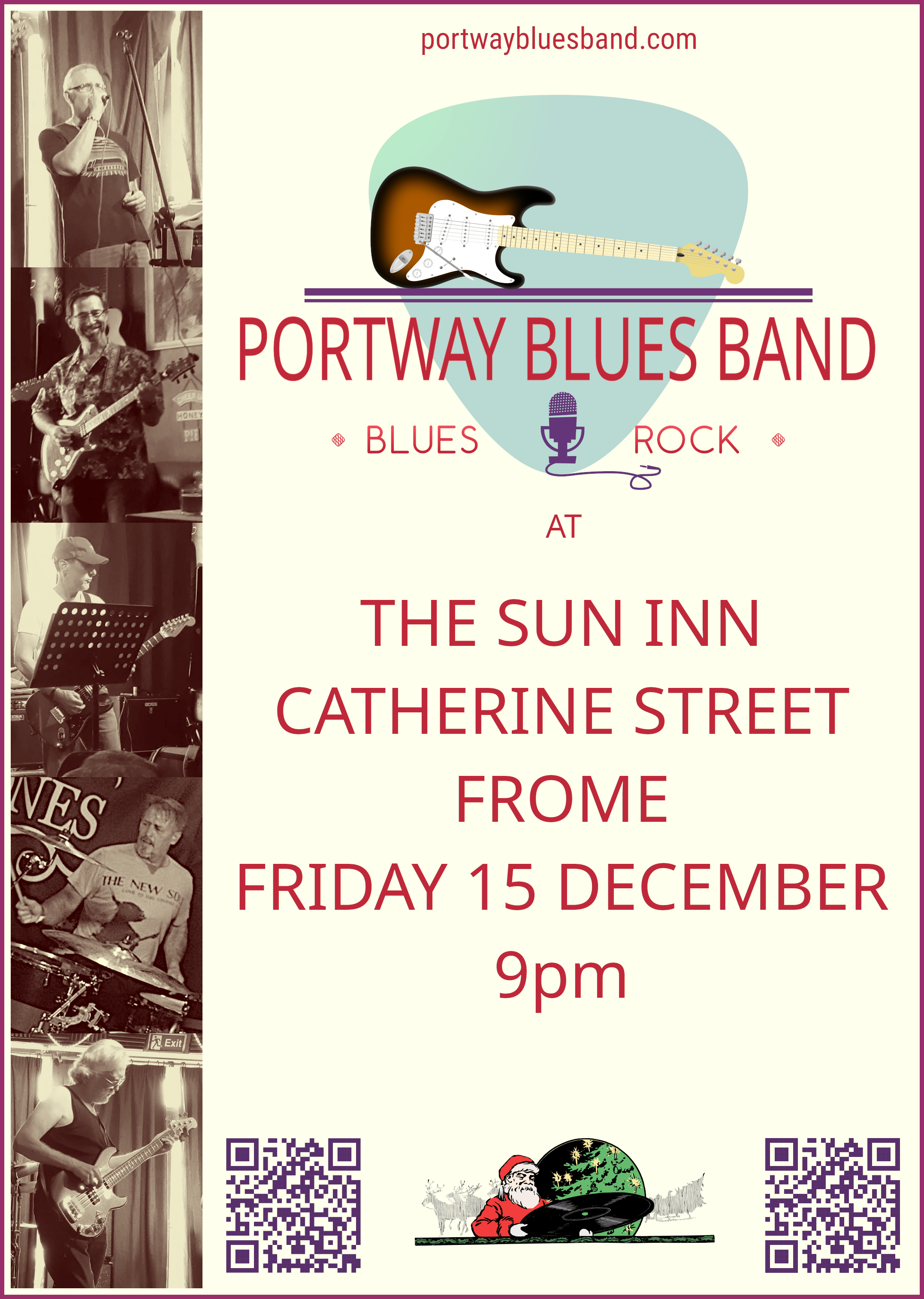 Portway Blues Band gig poster for a gig at The Sun Inn, Frome, on Friday 15th December 2023